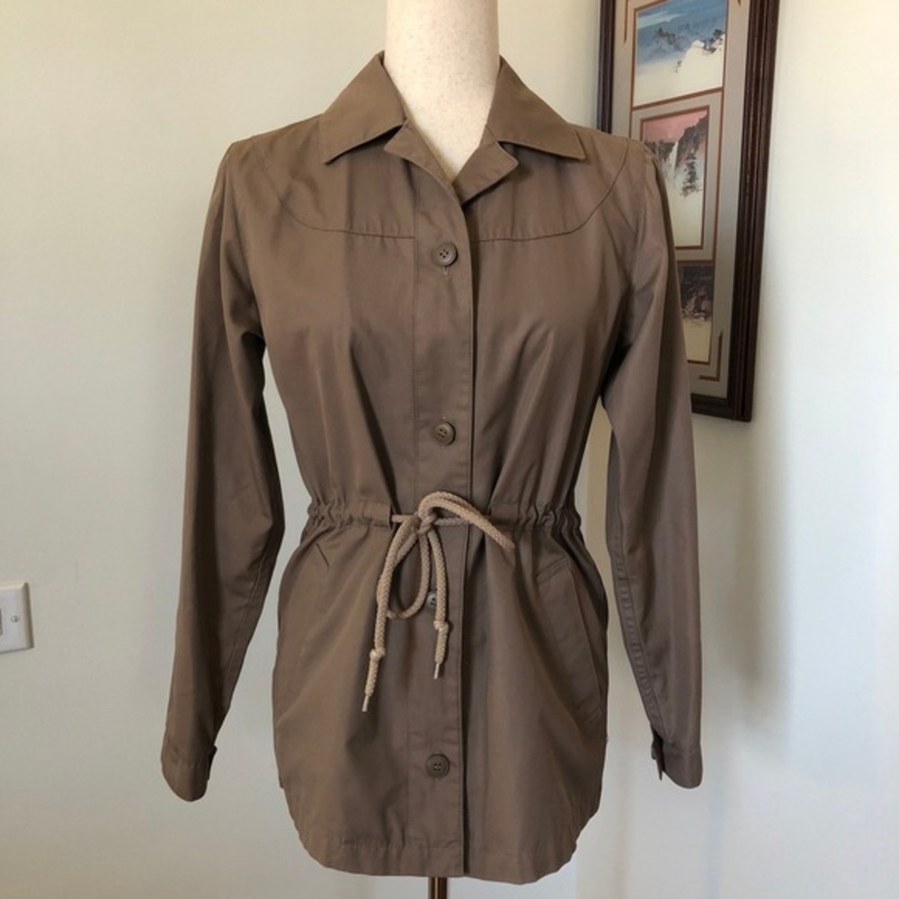 VTG Misty Harbor Short Trench Coat Rain Jacket 6 Small Tan Minimalist Preppy 90s